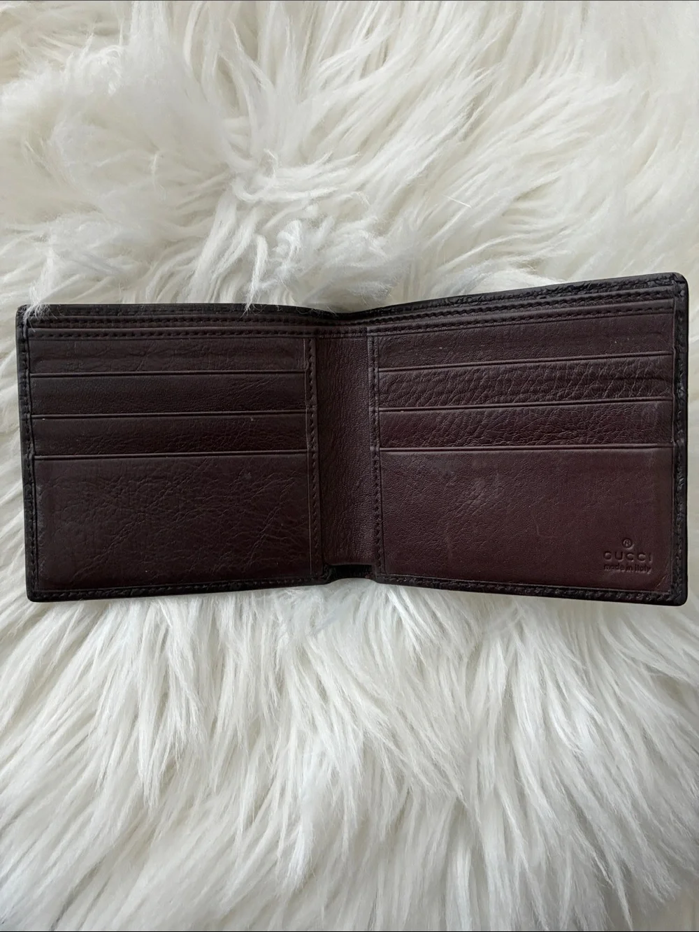 Gucci Dark Brown Embossed GG Leather Wallet with Silver Plaque